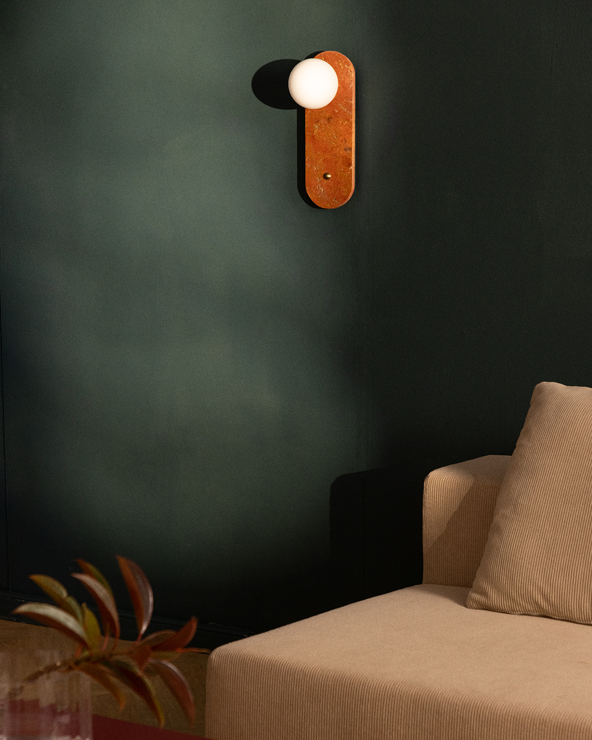 Orbes Travertine Marble Wall Sconce, gallery image 2