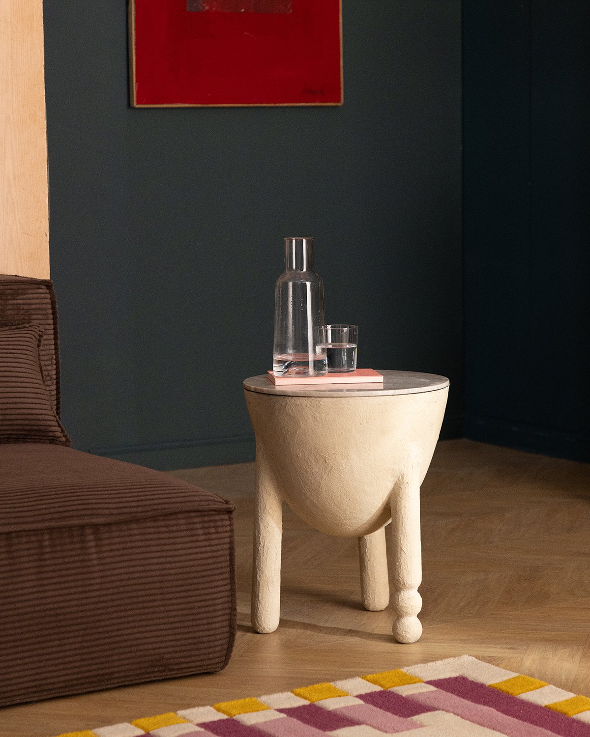 Round Marble and Metal Side Table with Storage (Ø40,5 cm) Lefti, gallery image 2