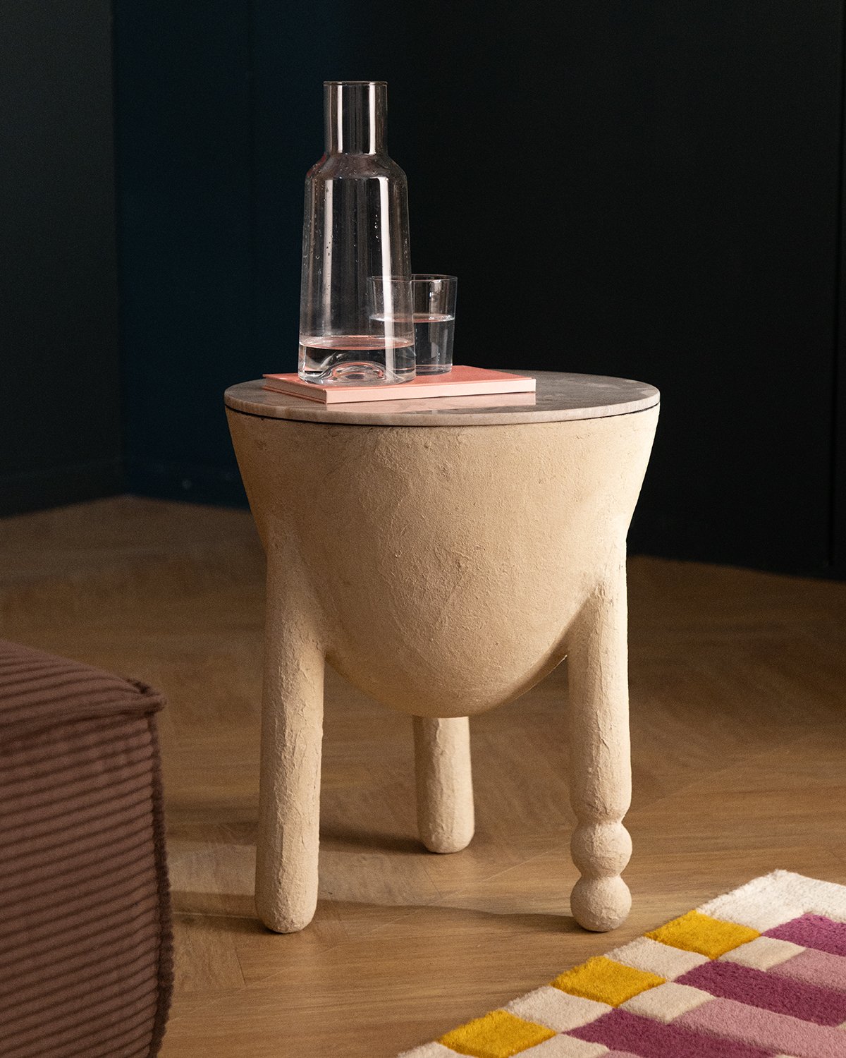 Round Marble and Metal Side Table with Storage (Ø40,5 cm) Lefti, gallery image 3