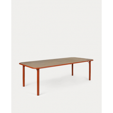 Rectangular Outdoor Table in Acacia Wood and Metal (240x110 cm) Caitlyn Red Brick - The Masie
