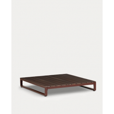 Square Outdoor Coffee Table in Acacia Wood and Metal (100x100 cm) Kristen Dark Acacia Wood - The Masie