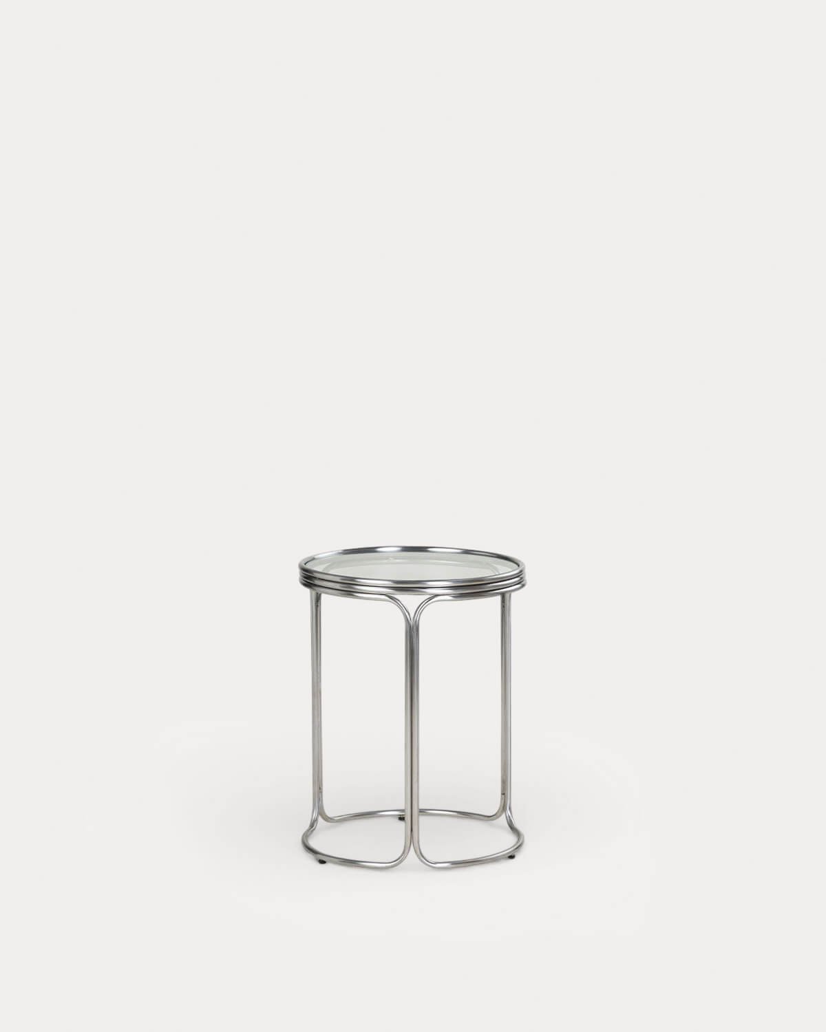 Round Side Table in Metal and Tempered Glass (Ø40 cm) Massia, gallery image 1
