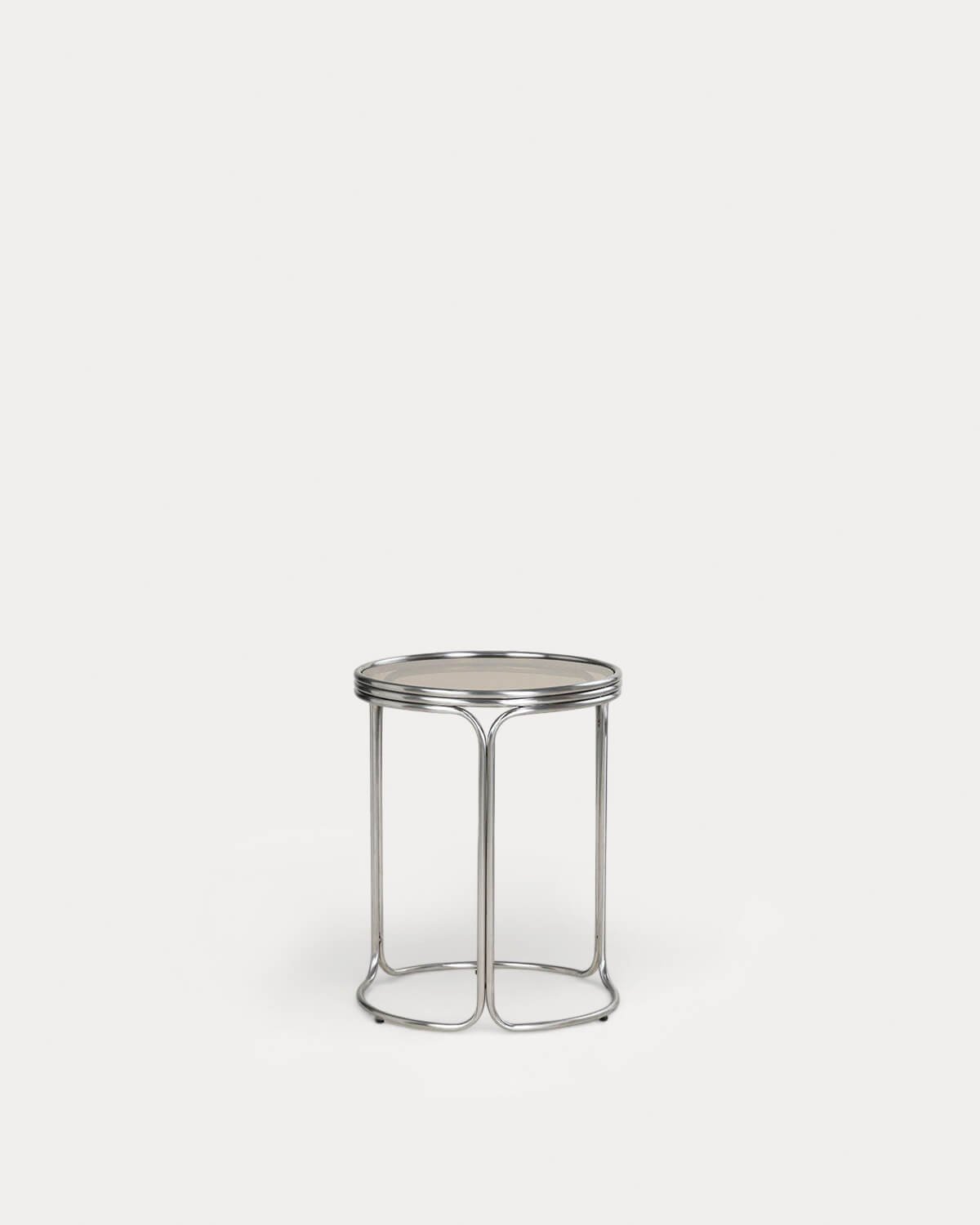 Round Side Table in Metal and Tempered Glass (Ø40 cm) Massia, gallery image 1