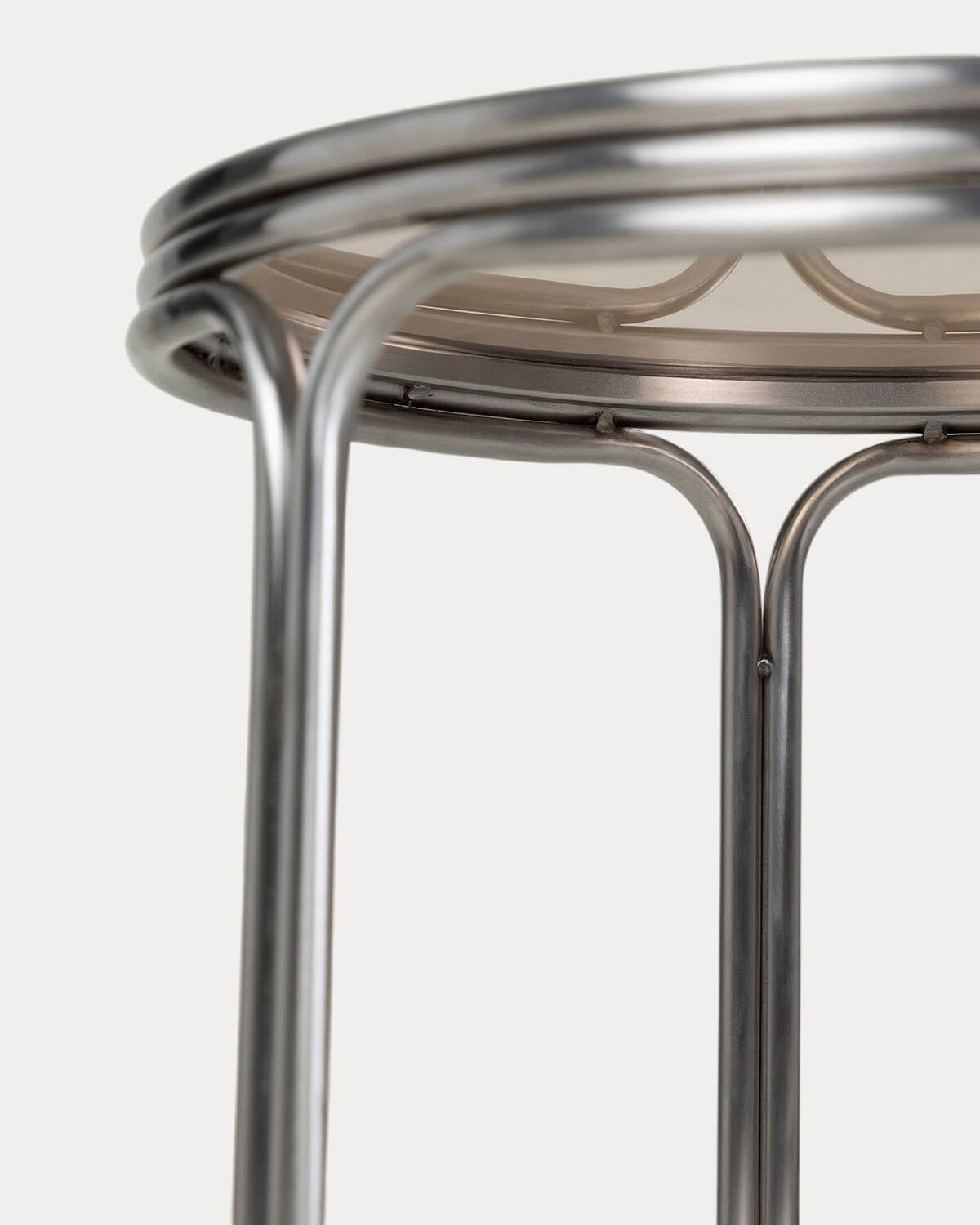 Round Side Table in Metal and Tempered Glass (Ø40 cm) Massia, gallery image 3