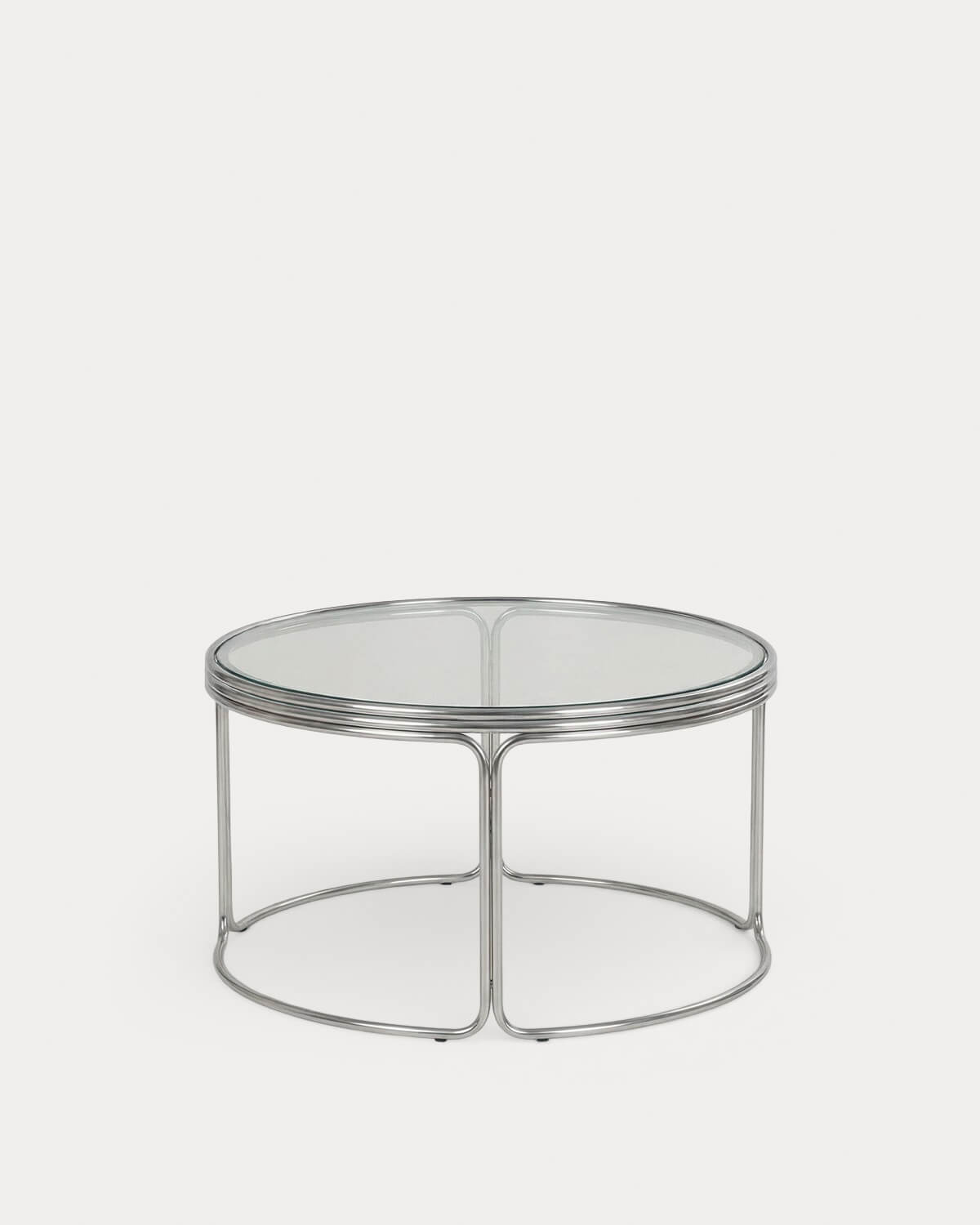 Round Coffee Table in Metal and Tempered Glass (Ø80 cm) Massia, gallery image 1