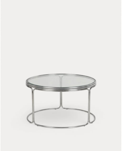 Round Coffee Table in Metal and Tempered Glass (Ø80 cm) Massia