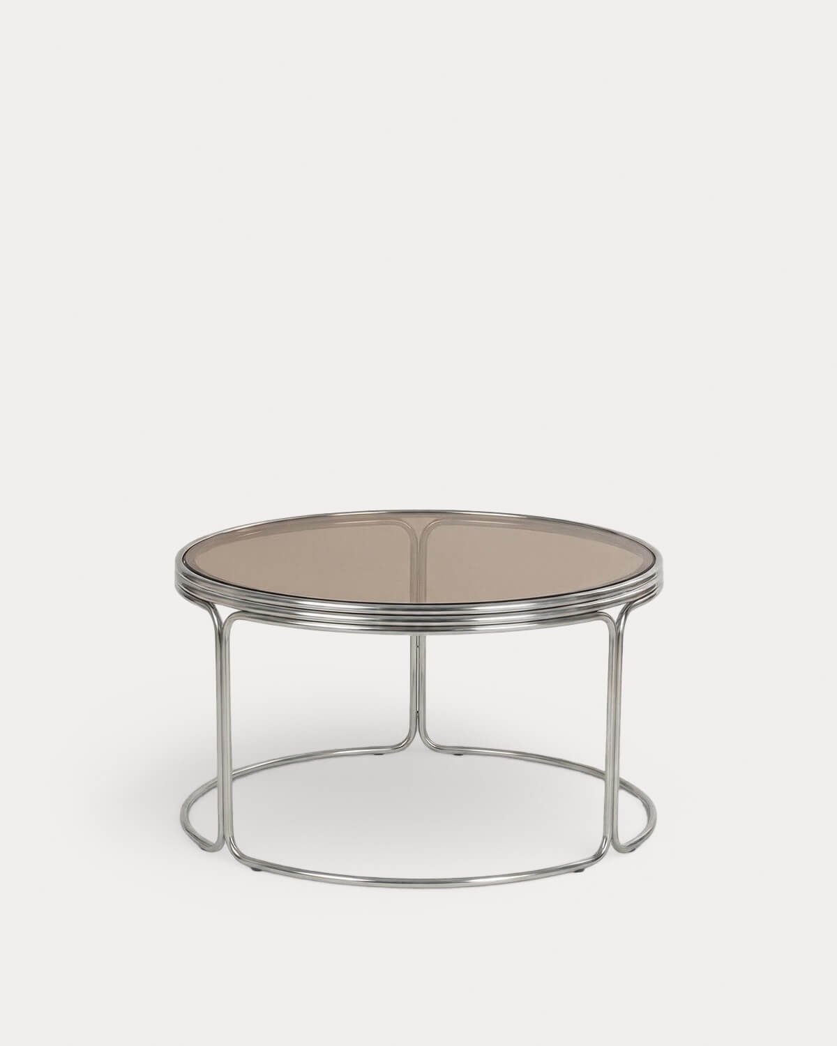 Round Coffee Table in Metal and Tempered Glass (Ø80 cm) Massia, gallery image 1