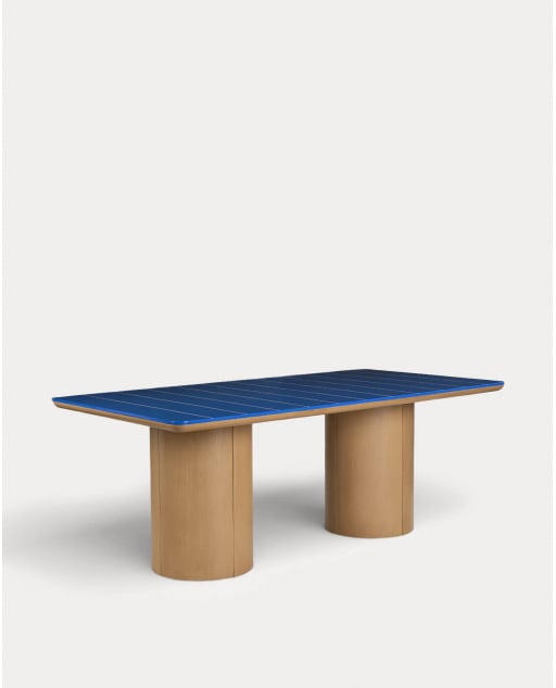 Rectangular Dining Table in Cement and Acacia Wood (200x105 cm) Pepe