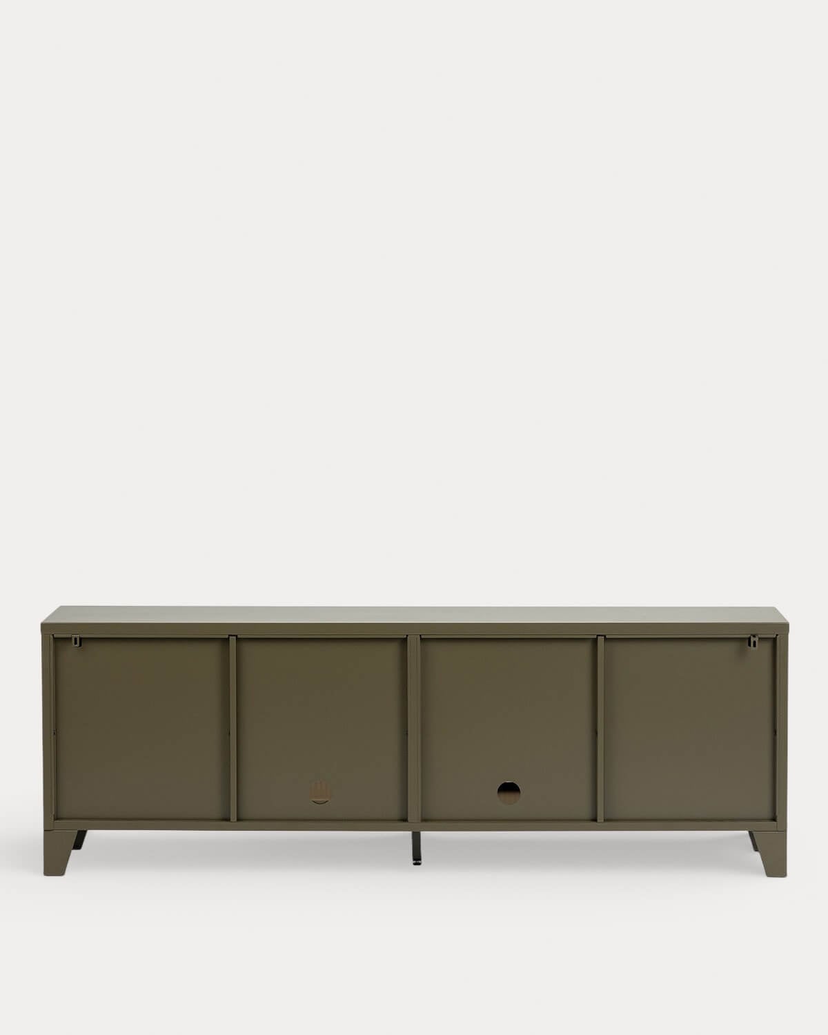 4-Door TV Unit 160x37 cm in Laminated Steel and Glass Andrius, gallery image 6