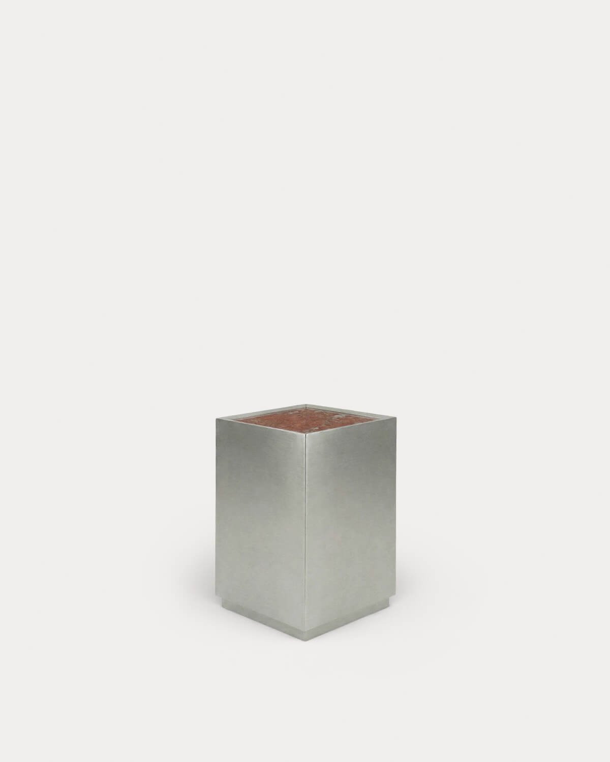 Square Side Table in Stainless Steel and Marble (35x35 cm) Imogen, gallery image 1