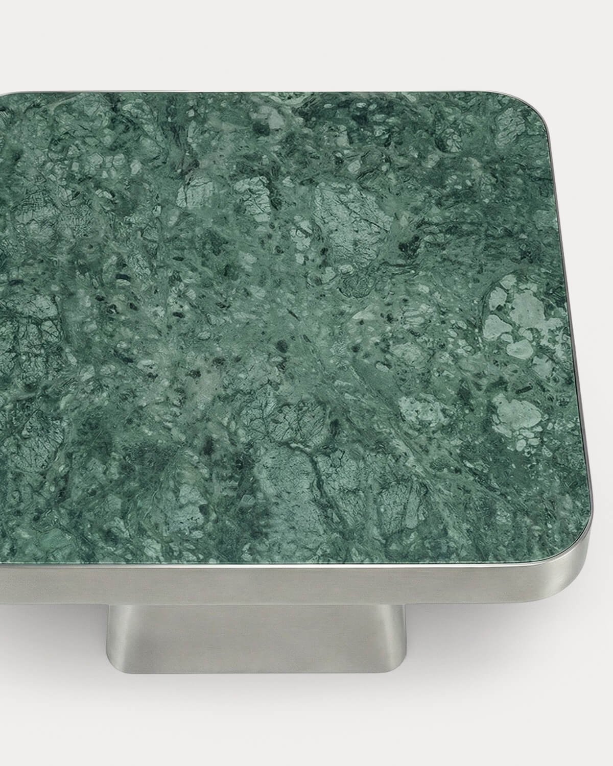 Square Coffee Table in Stainless Steel and Marble (80x80 cm) Ofelia, gallery image 3