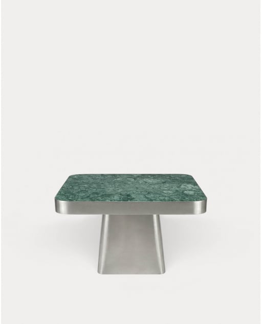 Square Coffee Table in Stainless Steel and Marble (80x80 cm) Ofelia