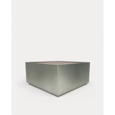 Square Coffee Table in Stainless Steel and Marble (80x80 cm) Imogen Bordeaux Red Marble - The Masie