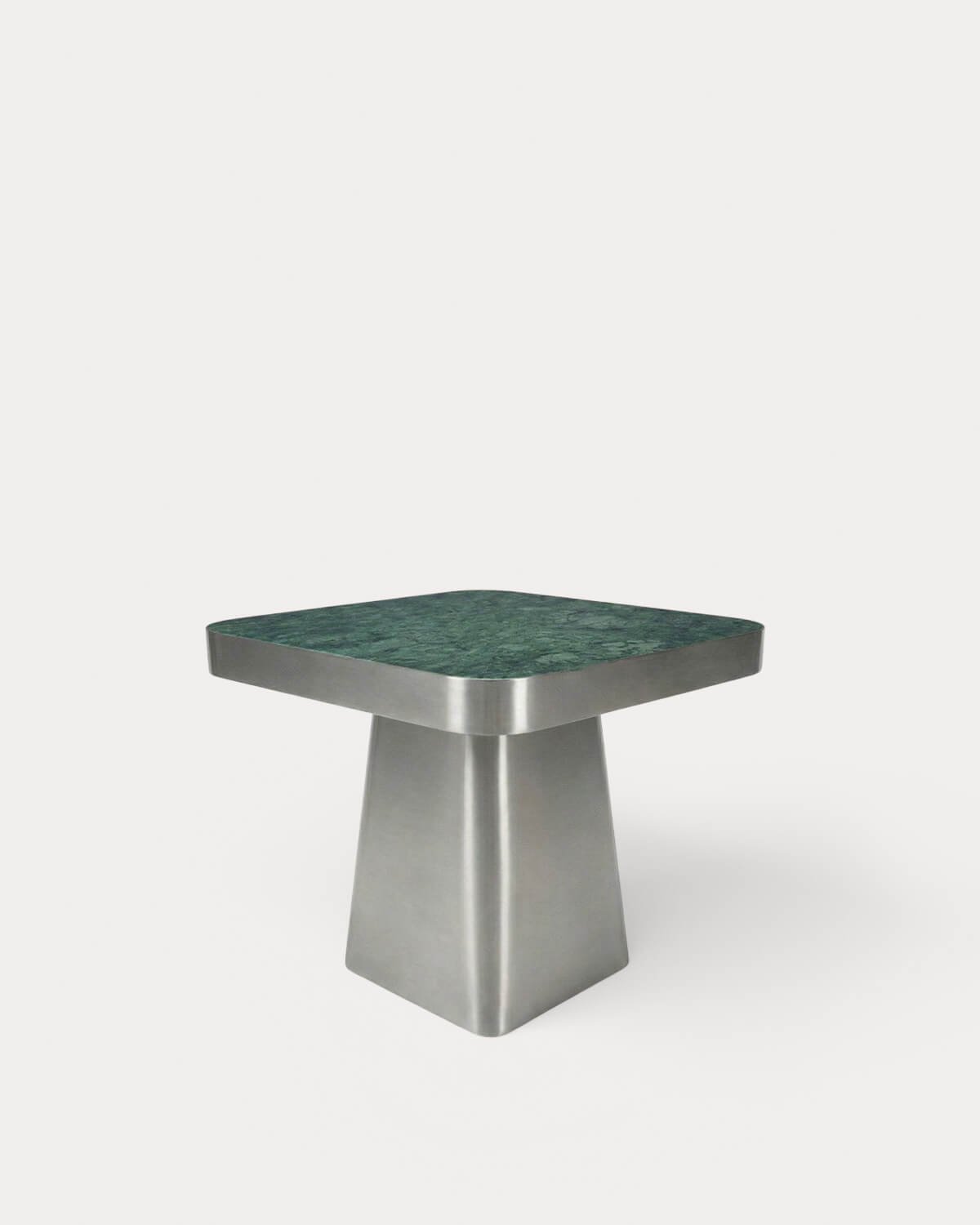 Square Side Table in Stainless Steel and Udaipur Marble (50x50 cm) Ofelia, gallery image 1