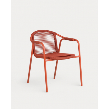 Metal and Rope Outdoor Chair Murna Red Brick - The Masie