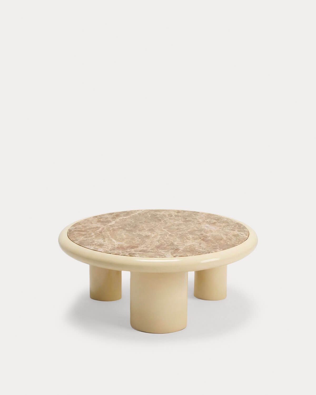 Round Marble and Wood Coffee Table (Ø90 cm) Hellie, gallery image 2
