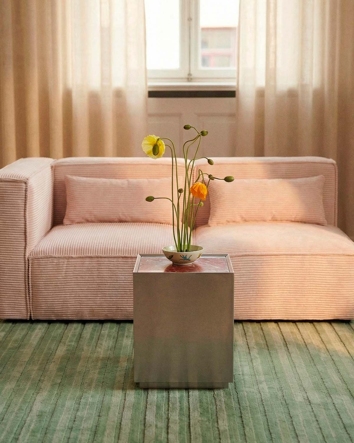 Square Side Table in Stainless Steel and Marble (35x35 cm) Imogen, gallery image 2