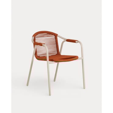 Pack of 2 Murna Metal and Rope Outdoor Chairs Brown Clay - The Masie