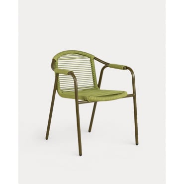 Murna Metal and Rope Dining Chair Green Nori - The Masie
