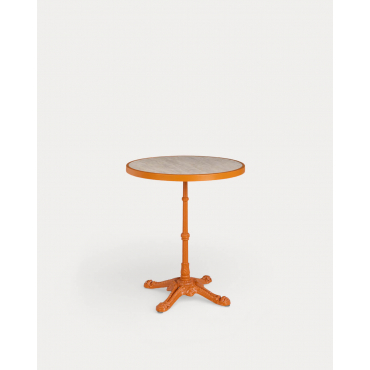 Yona Round Metal Bistro Outdoor Table (Ø60 cm) Orange Terra - The Masie