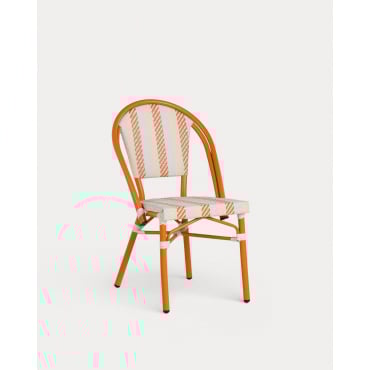 Pack 4 Aluminum and Synthetic Rattan Dining Chairs Yona Bistro Orange Terra - The Masie