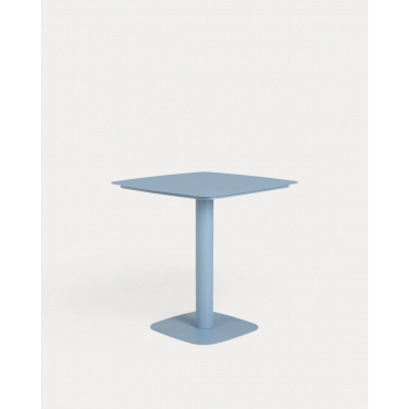 Square Metal Dining Table (70x70 cm) Zoilo Blue Silvery - The Masie