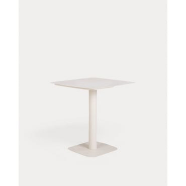 Square Metal Dining Table (70x70 cm) Zoilo Beige Seashell - The Masie