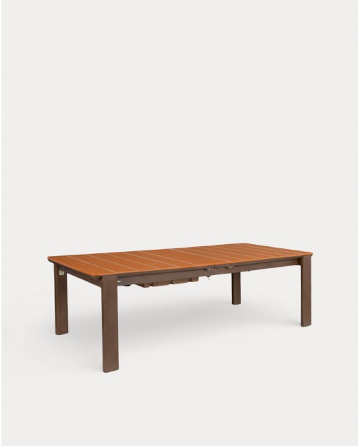 Extendable Rectangular Dining Table in Cement with Tile and Acacia Wood Look (225-330x100 cm) Ubel - Orange Terra