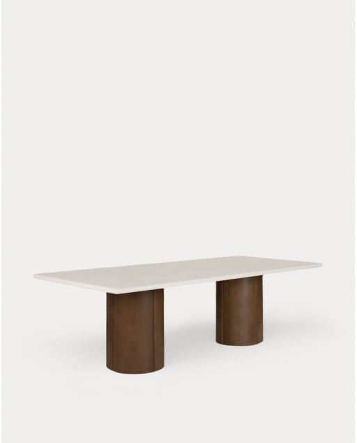 Rectangular Dining Table in Cement and Acacia Wood (230x110 cm) Eneiza