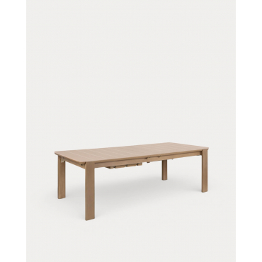 Extendable Rectangular Dining Table in Cement with Tile and Acacia Wood Look (225-330x100 cm) Ubel Brown Clay - The Masie