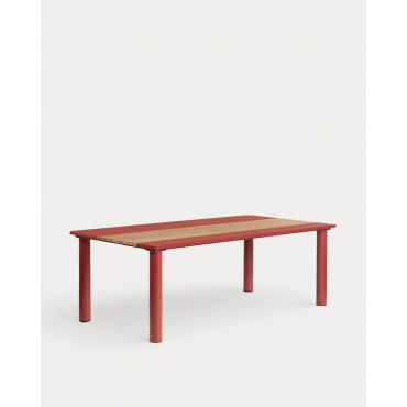 Rectangular Outdoor Table in Metal and Teak Wood (220x110 cm) Lirae Red Brick - The Masie