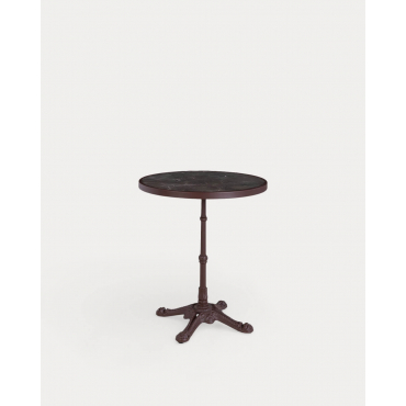Yona Round Metal Bistro Dining Table (Ø60 cm) Chocolate Brown - The Masie