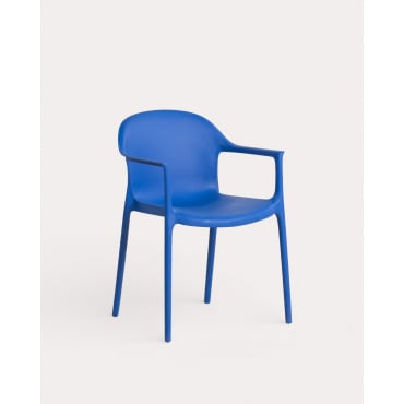 Polypropylene Outdoor Chair with Armrests Juana Blue Sapphire - The Masie