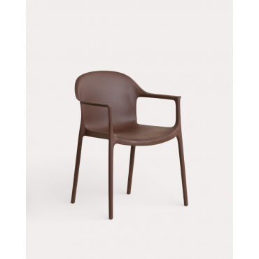 Polypropylene Dining Chair with Armrests Juana Chocolate Brown - The Masie