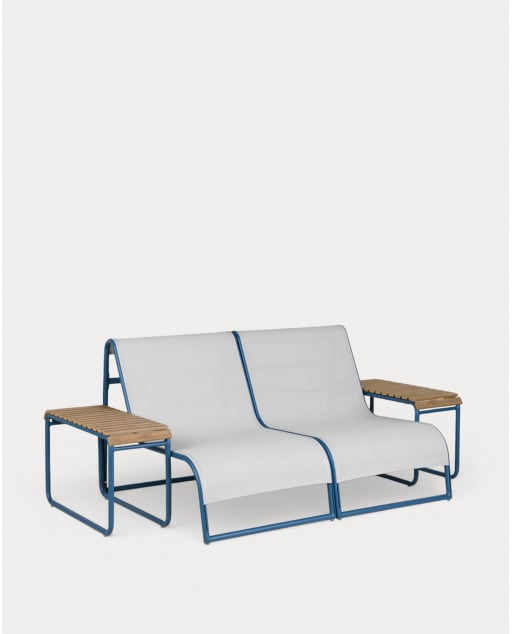 2-Seater Garden Sofa Set with 2 Aluminum Side Tables Dreisi