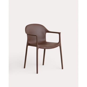 Pack 4 Polypropylene Outdoor Chairs with Armrests Juana Chocolate Brown - The Masie