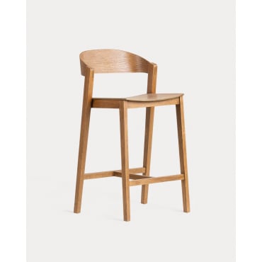 Pack 2 High Oak Wood Stools (65 cm) Laly Oak Wood - The Masie