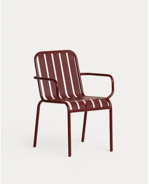 Outdoor Chair with Metal Armrests Tavo - Red Tinto