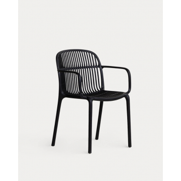 Pack of 2 Aisha Polypropylene Dining Chairs with Armrests Black Obsidian - The Masie