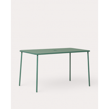 Rectangular Metal Outdoor Table (130x78 cm) Mijail Green Flora - The Masie