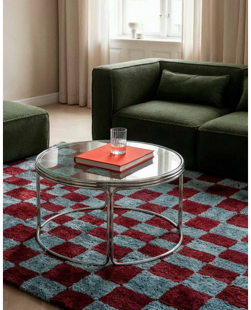 Round Coffee Table in Metal and Tempered Glass (Ø80 cm) Massia