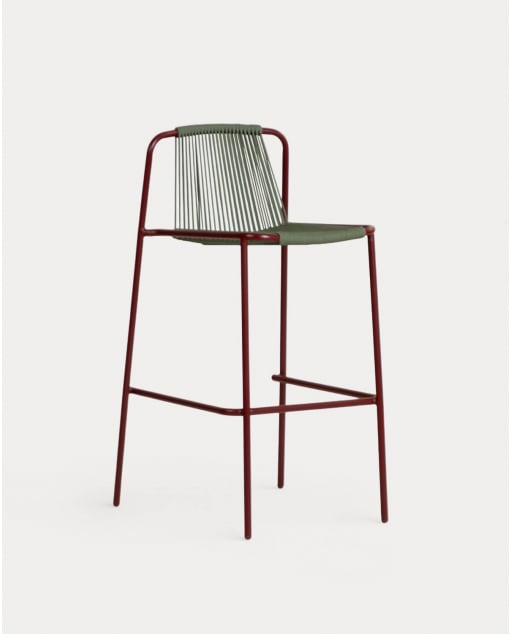 Pack 4 High Outdoor Stools in Metal and Rope (75 cm) Mayailer