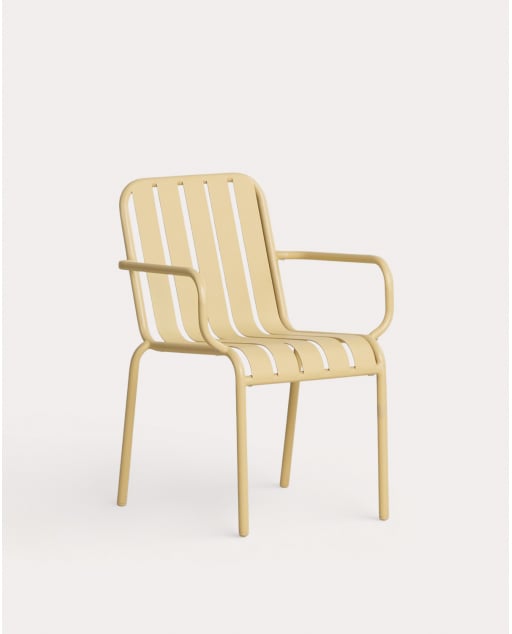 Outdoor Chair with Metal Armrests Tavo - Yellow Wheat