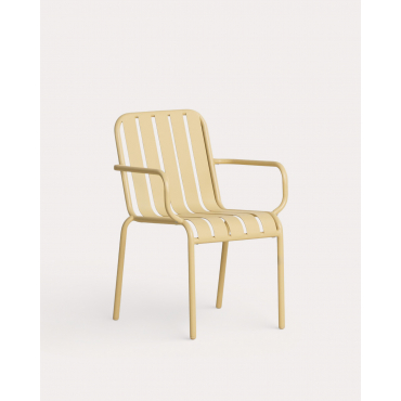 Outdoor Chair with Metal Armrests Tavo Yellow Wheat - The Masie