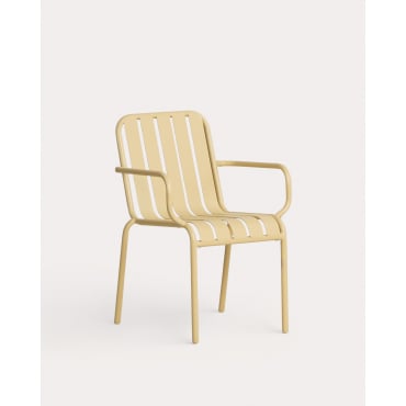 Pack 2 Outdoor Chairs with Metal Armrests Tavo Yellow Wheat - The Masie