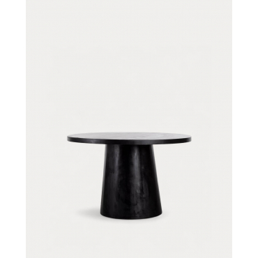Round Mango Wood Dining Table (Ø120 cm) Doran Black Mango - The Masie