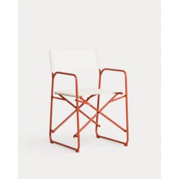 Folding Outdoor Chair in Metal and Fabric Bowye Red Brick - The Masie