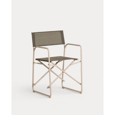 Pack 2 Folding Outdoor Chairs in Metal and Fabric Bowye Brown Clay - The Masie