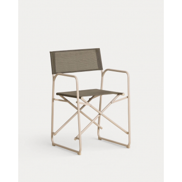 Pack 4 Folding Outdoor Chairs in Metal and Fabric Bowye Brown Clay - The Masie