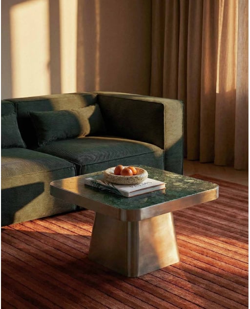 Square Coffee Table in Stainless Steel and Marble (80x80 cm) Ofelia